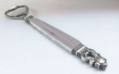 THE BEST !! A RARE VINTAGE STERLING SILVER HANDLED BOTTLE OPENER BY DANISH SILVERSMITH GEORG JENSEN