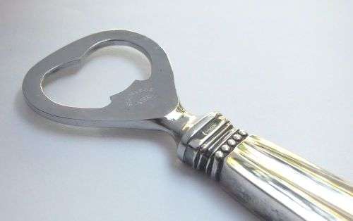 THE BEST !! A RARE VINTAGE STERLING SILVER HANDLED BOTTLE OPENER BY DANISH SILVERSMITH GEORG JENSEN