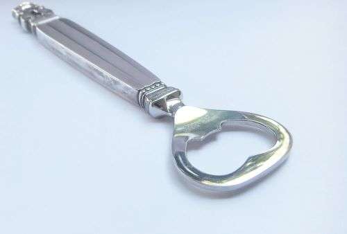 THE BEST !! A RARE VINTAGE STERLING SILVER HANDLED BOTTLE OPENER BY DANISH SILVERSMITH GEORG JENSEN