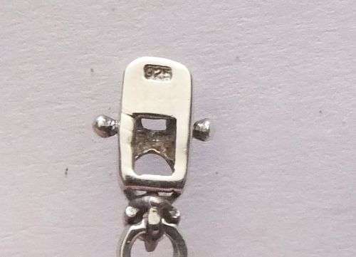 A CLASSY VINTAGE LOOK SOLID STERLING SILVER BRACELET WITH SAFETY CLASP AND FACETED STONES !! LOOK !!