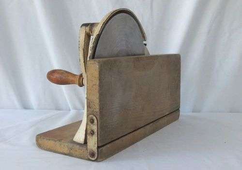 LOOK !! THE COOLEST THING SINCE SLICED BREAD !! A REALLY OLD BREAD SLICER WITH A GERMAN INOX BLADE