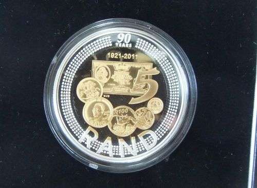 A PROOF 2011 SOLID STERLING SILVER COIN COMMEMORATING THE 90TH ANNIVERSARY OF THE SARB !! INVEST !!