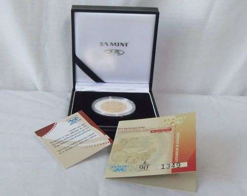 A PROOF 2011 SOLID STERLING SILVER COIN COMMEMORATING THE 90TH ANNIVERSARY OF THE SARB !! INVEST !!
