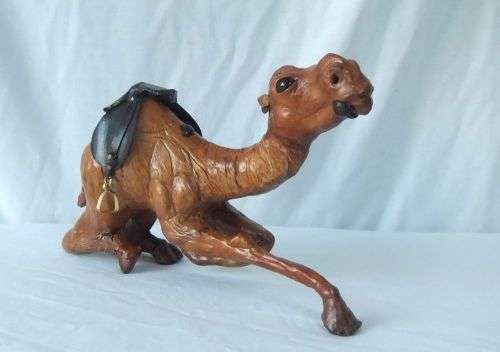 CHILLING OUT !! A VINTAGE LEATHER CLAD CAMEL ORNAMENT IN A RATHER CHILLED POSE !! SWEET !!