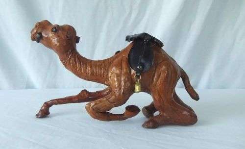 CHILLING OUT !! A VINTAGE LEATHER CLAD CAMEL ORNAMENT IN A RATHER CHILLED POSE !! SWEET !!