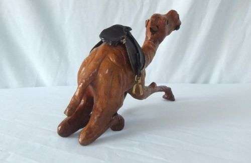 CHILLING OUT !! A VINTAGE LEATHER CLAD CAMEL ORNAMENT IN A RATHER CHILLED POSE !! SWEET !!