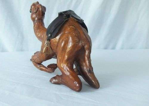 CHILLING OUT !! A VINTAGE LEATHER CLAD CAMEL ORNAMENT IN A RATHER CHILLED POSE !! SWEET !!