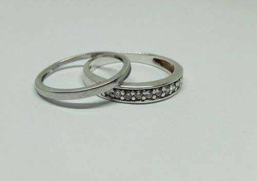 R1 START !! DOUBLE DEAL !! Two solid Sterling Silver rings - one set with faceted stones !! COOL !!