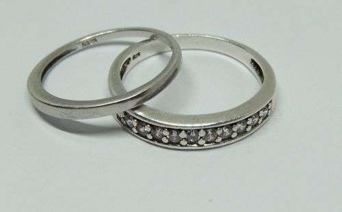R1 START !! DOUBLE DEAL !! Two solid Sterling Silver rings - one set with faceted stones !! COOL !!
