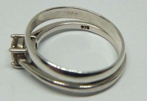 R1 START !! TWO SOLID STERLING SILVER RINGS - WEDDING BAND AND ENGAGEMENT RING !! GO FOR IT !!