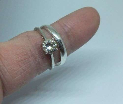 R1 START !! TWO SOLID STERLING SILVER RINGS - WEDDING BAND AND ENGAGEMENT RING !! GO FOR IT !!