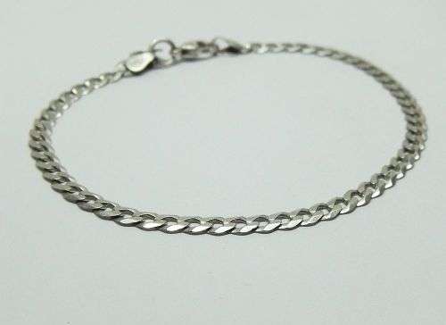LOOK !! A FABULOUS SOLID STERLING SILVER CURB LINK BRACELET - STAMPED AND TESTED - FREE COMBINING !!