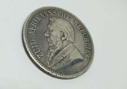 WOW ! AN AWESOME SUPER RARE 1892 ` SINGLE SHAFT ` STERLING SILVER FIVE SHILLING COIN OF THE Z.A.R !!