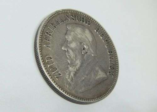 Z.A.R !!! A VERY RARE 1892 `DOUBLE SHAFT` FIVE SHILLING STERLING SILVER COIN OF THE Z.A.R !! WOW !!