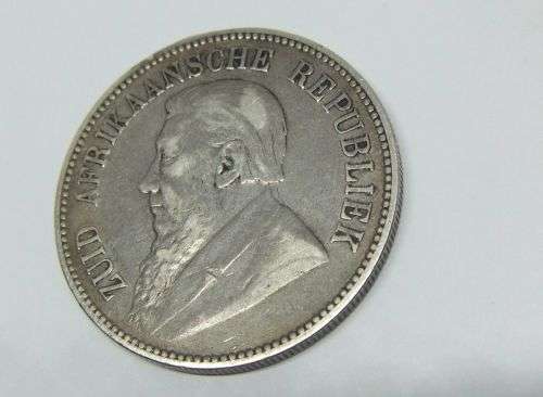 Z.A.R !!! A VERY RARE 1892 `DOUBLE SHAFT` FIVE SHILLING STERLING SILVER COIN OF THE Z.A.R !! WOW !!