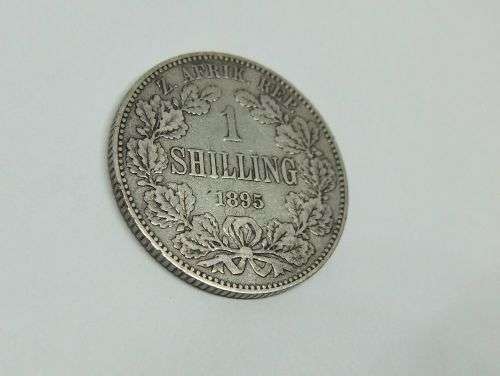 R1 START !! AN 1895 ONE SHILLING COIN OF THE ``Z.A.R ``- STERLING SILVER !! FREE COMBINING !!