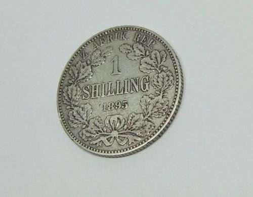 R1 START !! AN 1895 ONE SHILLING COIN OF THE ``Z.A.R ``- STERLING SILVER !! FREE COMBINING !!