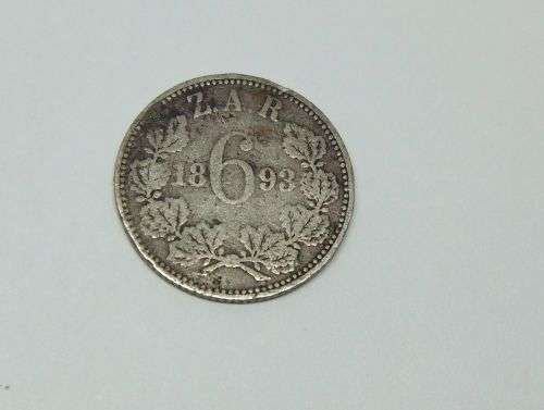 R1 START !!  AN 1893 SIXPENCE COIN OF THE ``Z.A.R `` - STERLING SILVER !! FREE COMBINING !!