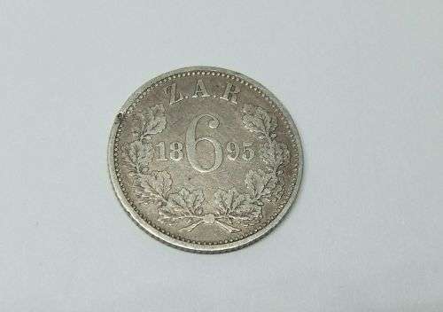 R1 START !!  AN 1895 SIXPENCE COIN OF THE ``Z.A.R `` - STERLING SILVER !! FREE COMBINING !!