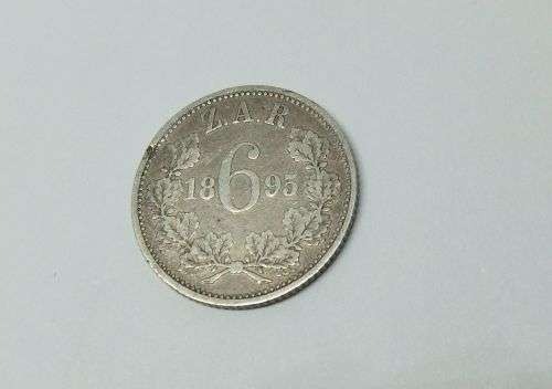 R1 START !!  AN 1895 SIXPENCE COIN OF THE ``Z.A.R `` - STERLING SILVER !! FREE COMBINING !!