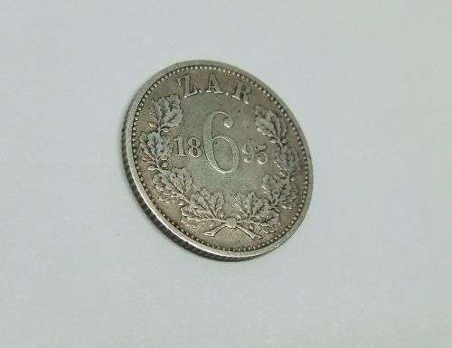 R1 START !!  AN 1895 SIXPENCE COIN OF THE ``Z.A.R `` - STERLING SILVER !! FREE COMBINING !!