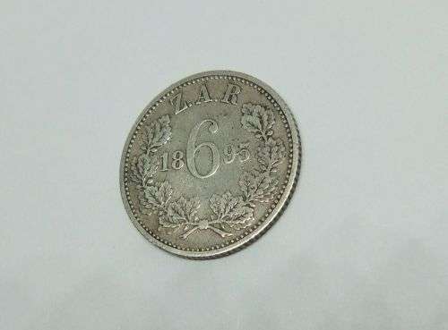 R1 START !!  AN 1895 SIXPENCE COIN OF THE ``Z.A.R `` - STERLING SILVER !! FREE COMBINING !!