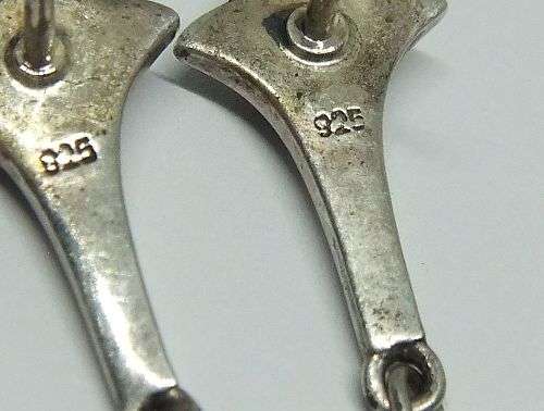 AN EXQUISITE VINTAGE LOOK PAIR OF HEAVY STERLING SILVER EARRINGS WITH MARCASITE AND SEED PEARLS !!