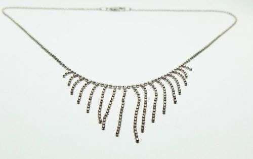 AN ELEGANT GENUINE STERLING SILVER NECKLACE WITH TASSLE CENTERPIECE AND STRONG CLASP !! WOW !!