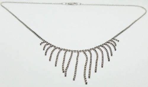 AN ELEGANT GENUINE STERLING SILVER NECKLACE WITH TASSLE CENTERPIECE AND STRONG CLASP !! WOW !!