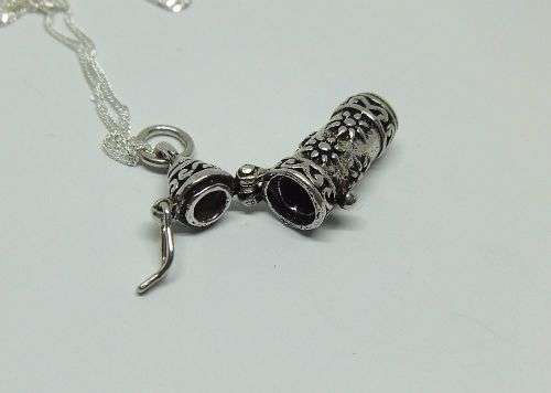 R1 START !! A 40 CM STERLING SILVER NECKLACE & STERLING SILVER SCROLL HOLDER PENDANT -FREE COMBINING