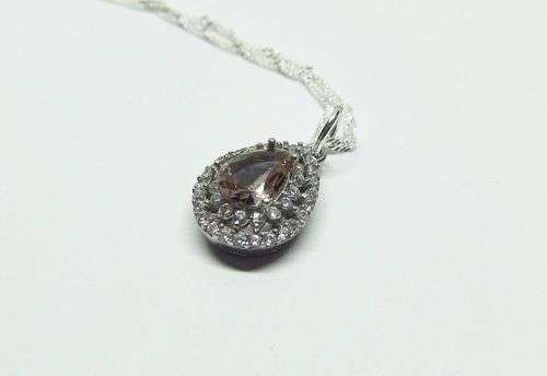 R1 START !! A 40 CM STERLING SILVER NECKLACE & STERLING SILVER CZ TEARDROP PENDANT - FREE COMBINING