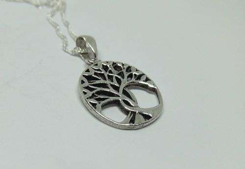 R1 START !! A 40 CM STERLING SILVER NECKLACE & STERLING SILVER TREE OF LIFE PENDANT - FREE COMBINING