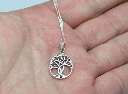 R1 START !! A 40 CM STERLING SILVER NECKLACE & STERLING SILVER TREE OF LIFE PENDANT - FREE COMBINING