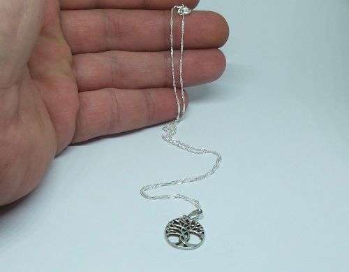 R1 START !! A 40 CM STERLING SILVER NECKLACE & STERLING SILVER TREE OF LIFE PENDANT - FREE COMBINING