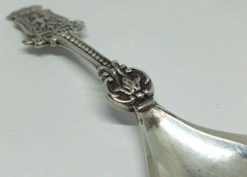 R1 START !! A VERY SOLID DUTCH SILVER .835 SPOON WITH DEVENTER CREST MOTIF !! STAMPED !! WOW !!