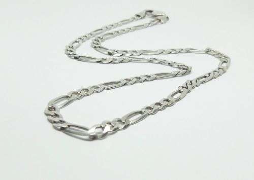 A VERY COOL SOLID STERLING SILVER FIGARO LINK NECKLACE WITH A STRONG CLASP !! FREE COMBINING !! WOW