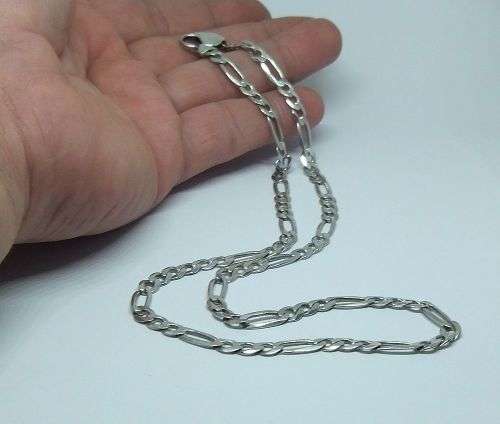 A VERY COOL SOLID STERLING SILVER FIGARO LINK NECKLACE WITH A STRONG CLASP !! FREE COMBINING !! WOW