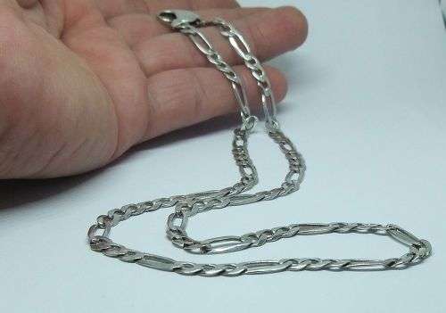 A VERY COOL SOLID STERLING SILVER FIGARO LINK NECKLACE WITH A STRONG CLASP !! FREE COMBINING !! WOW