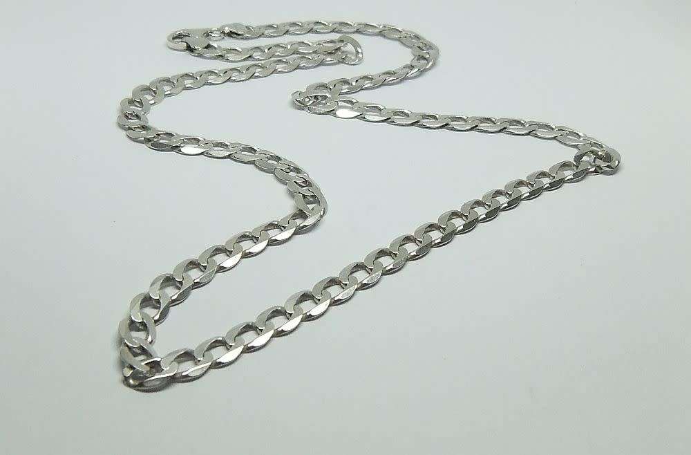 R1 START !! AN AWESOME SOLID STERLING SILVER CURB LINK NECKLACE IN GREAT CONDITION !! FREE COMBINING