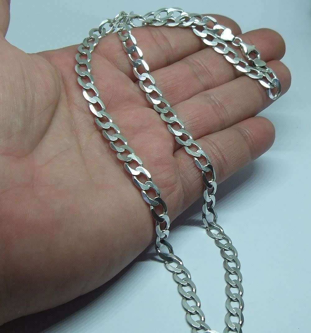 R1 START !! AN AWESOME SOLID STERLING SILVER CURB LINK NECKLACE IN GREAT CONDITION !! FREE COMBINING