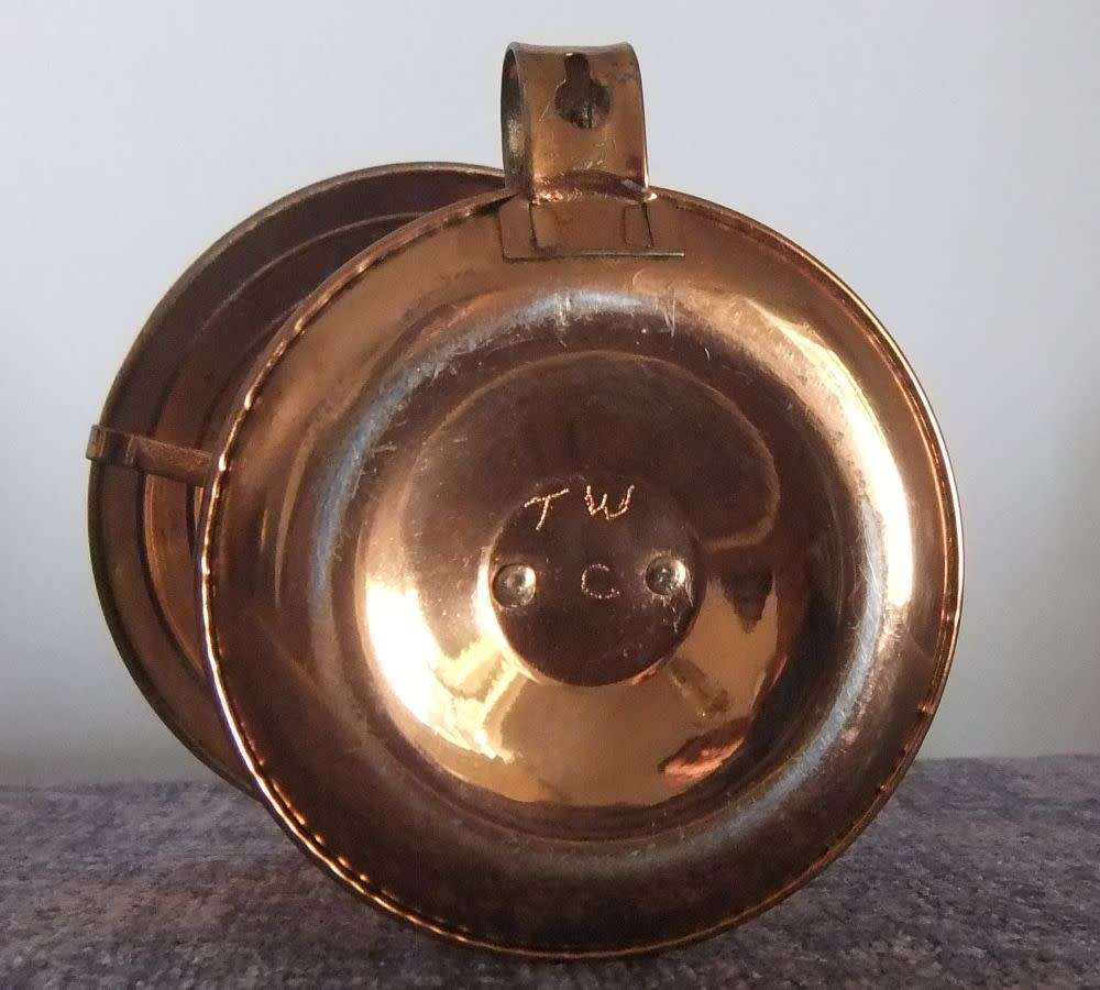 SWEET !! AN UNUSUAL VINTAGE COPPER LOOK SWIVEL PARAFFIN LANTERN WITH UNIQUE MARKINGS !! LOOK !!