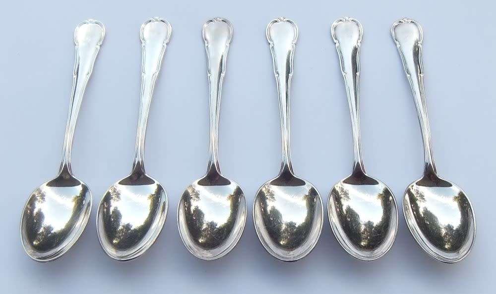 A SUPERB SET OF 6 SILVER PLATED TEASPOONS BY GERMAN MAKER WMF IN GREAT CONDITION !! SEE PICS !!