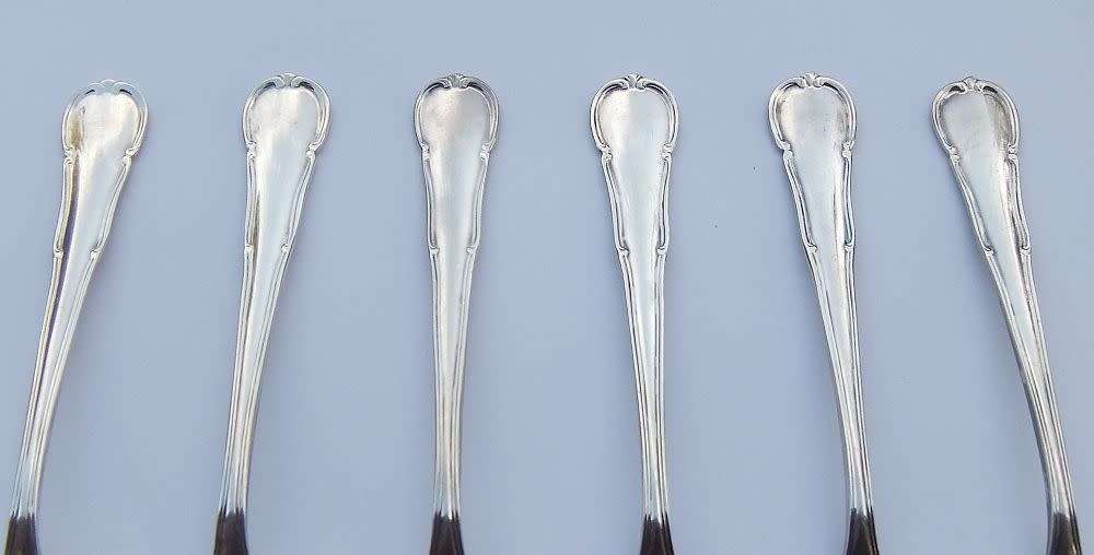 A SUPERB SET OF 6 SILVER PLATED TEASPOONS BY GERMAN MAKER WMF IN GREAT CONDITION !! SEE PICS !!
