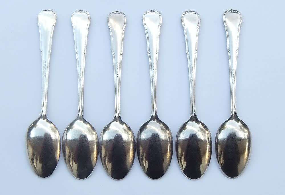 A SUPERB SET OF 6 SILVER PLATED TEASPOONS BY GERMAN MAKER WMF IN GREAT CONDITION !! SEE PICS !!