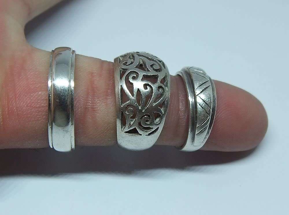 TRIPLE DEAL !! FULLY TESTED !! THREE FANTASTIC SOLID STERLING SILVER RINGS FOR YOUR COLLECTION !!