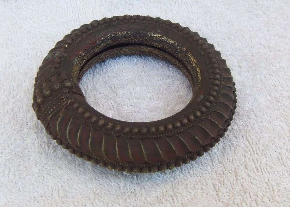 TRUE ANTIQUE !! A NORTH AFRICAN SLAVE BANGLE MADE OF A BRONZE LOOK HEAVY METAL !! RARE FIND !!