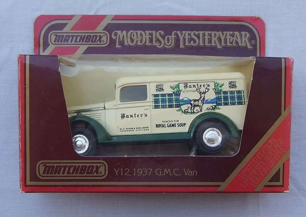 A VINTAGE DIE CAST METAL MODEL OF THE 1937 FOURGONNETTE GMC VAN BY MATCHBOX