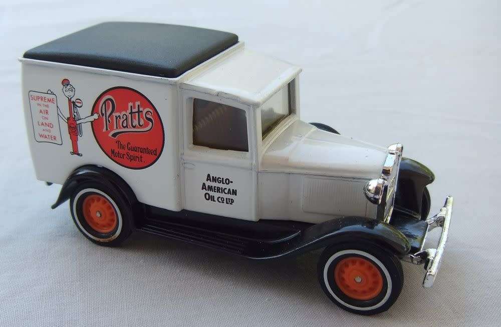 A VINTAGE DIE CAST METAL MODEL OF THE 1930 MODEL `A` FORD VAN BY MATCHBOX MODELS OF YESTERYEAR