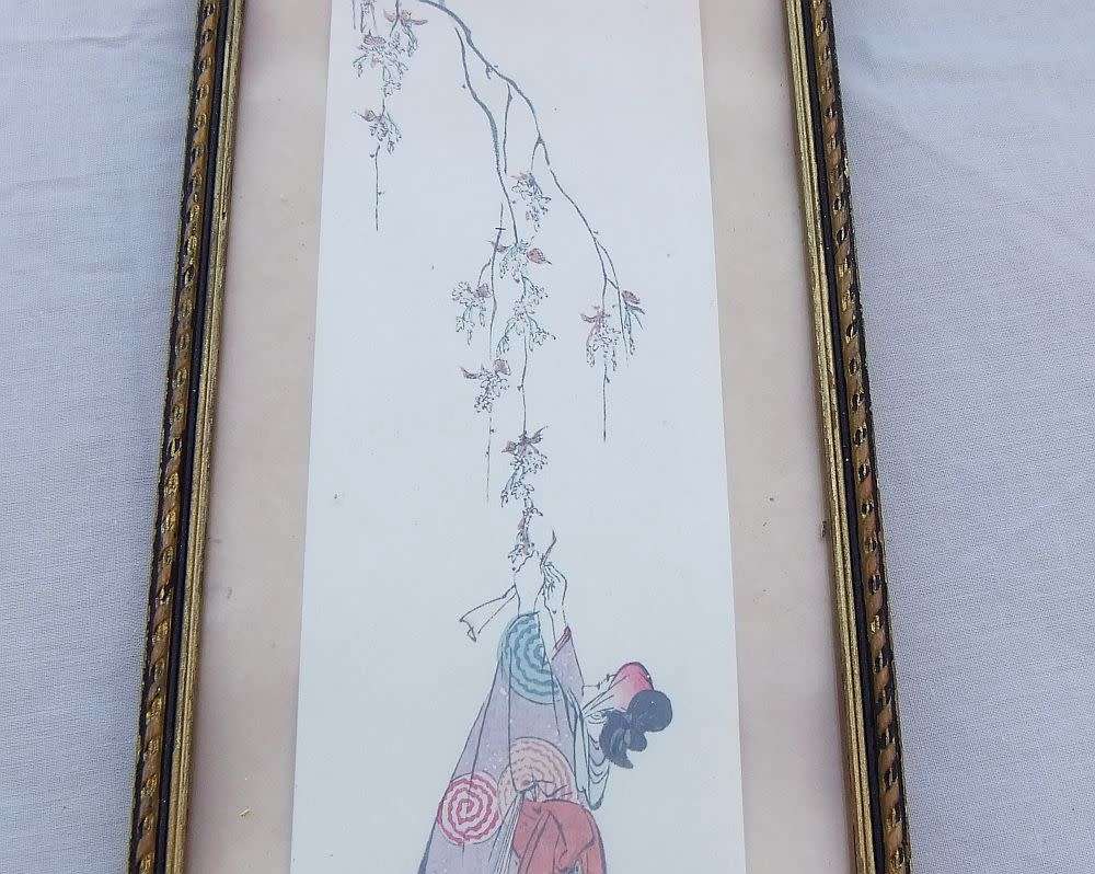 LATE 19TH CENTURY !! A RARE SIGNED ANTIQUE JAPANESE WATERCOLOUR DEPICTING A TRADITIONAL SCENE !! WOW