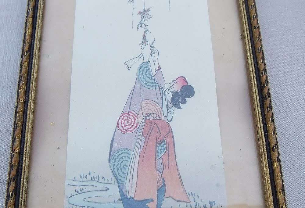 LATE 19TH CENTURY !! A RARE SIGNED ANTIQUE JAPANESE WATERCOLOUR DEPICTING A TRADITIONAL SCENE !! WOW